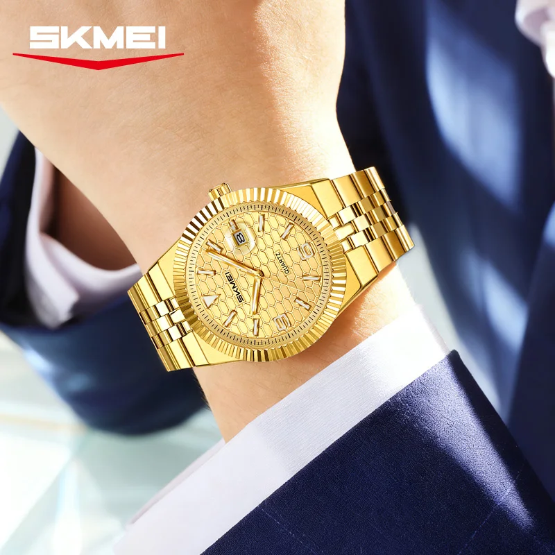 SKMEI 2656 original men's watch waterproof stainless steel luxury clock relogios masculino Quartz Men's Watches Date 2026 Male