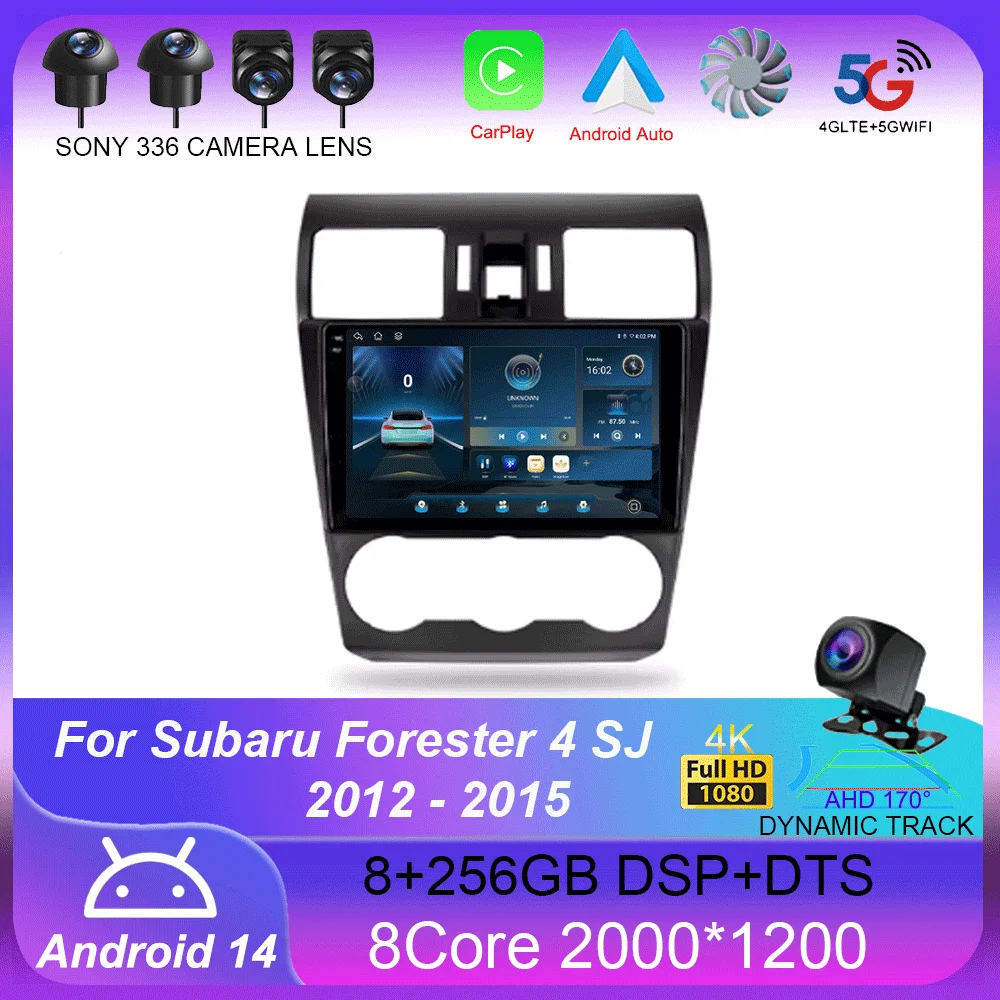 

Автомагнитола Carplay для Subaru Forester 4 SJ 2012-2015, 4G + Wi-Fi, GPS, навигация, мультимедийный видеоплеер, стерео, BT, Android 14