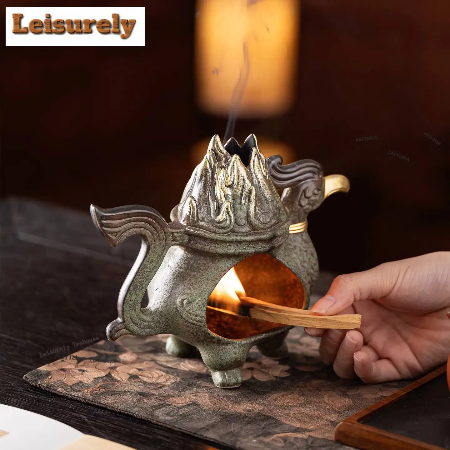 Three Star Mound Bronze-glazed Sunbird Incense Holder Mist Smoking Steamers Incense Burners Consecrate Censer Buddhism Craft