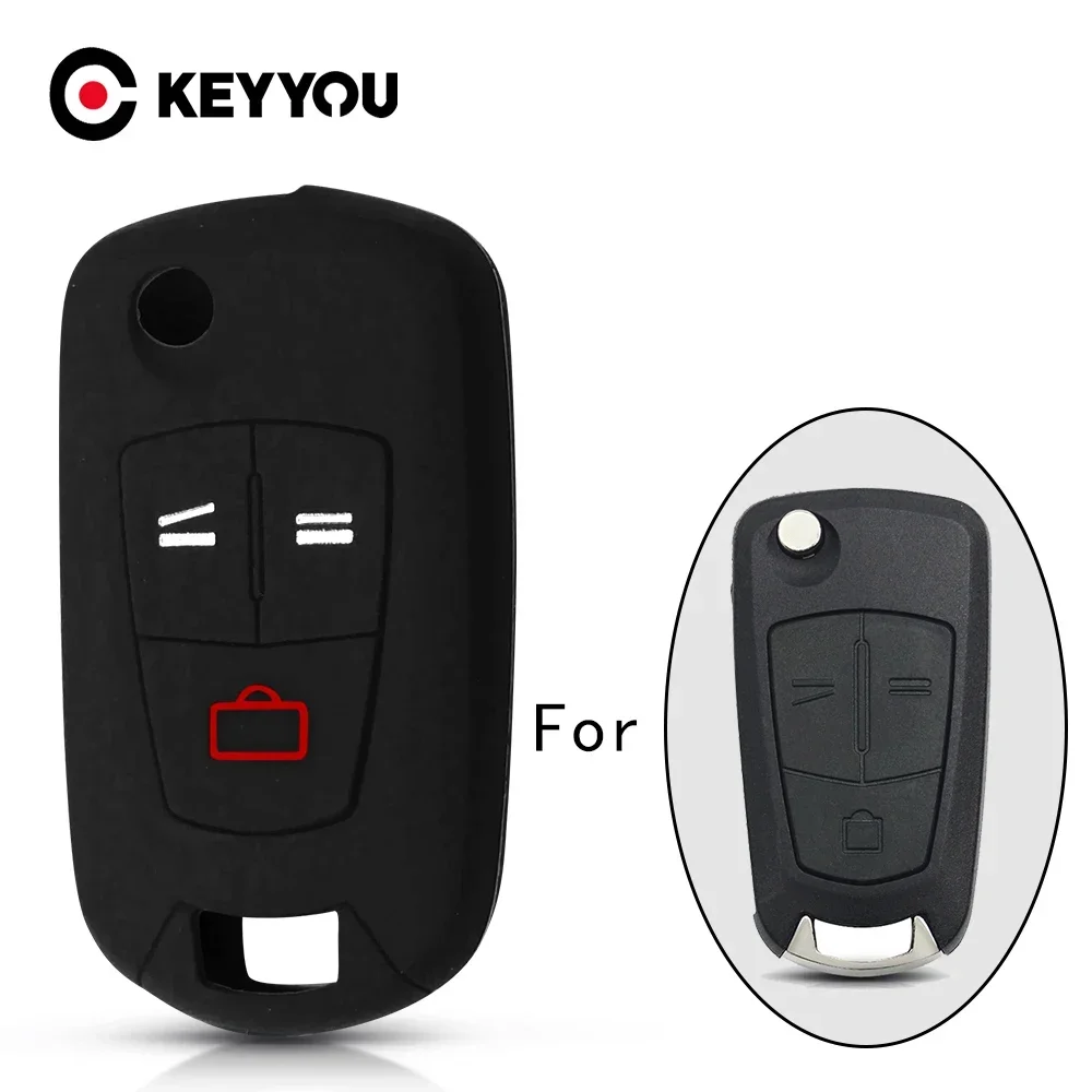 KEYYOU For Opel Astra H Corsa D Vectra C Zafira Styling Silicone Car Key Case Cover 3 Buttons