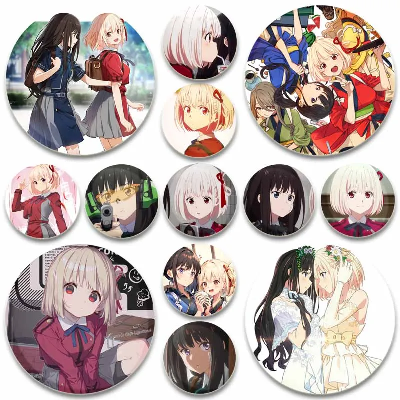 

Lycoris Recoil Enamel Pin Cute Anime Brooches Inoue Takina/Nishikigi Chisato Cartoon Badge Backpack Hat Jewelry Accessories Gift