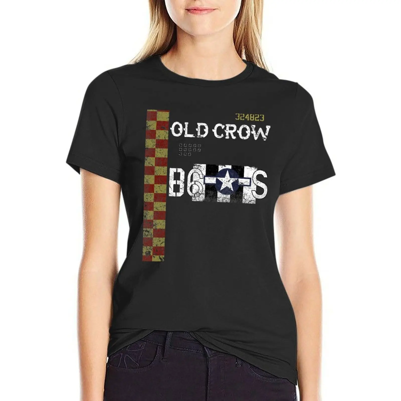 Old Crow P-51 Mustang Late-1944 Livery T-Shirt funny anime blanks animal print Summer Women's clothing