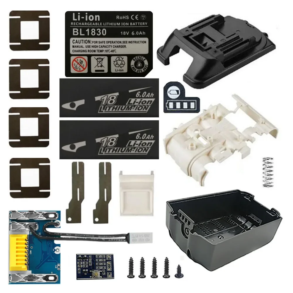 Imagem -05 - Caixa de Bateria de Íon-lítio Placa de Circuito de Proteção de Carregamento Pcb para Makita 18v Bl1830 3ah 4ah 5ah 6ah Etiqueta Led Indicador de Bateria