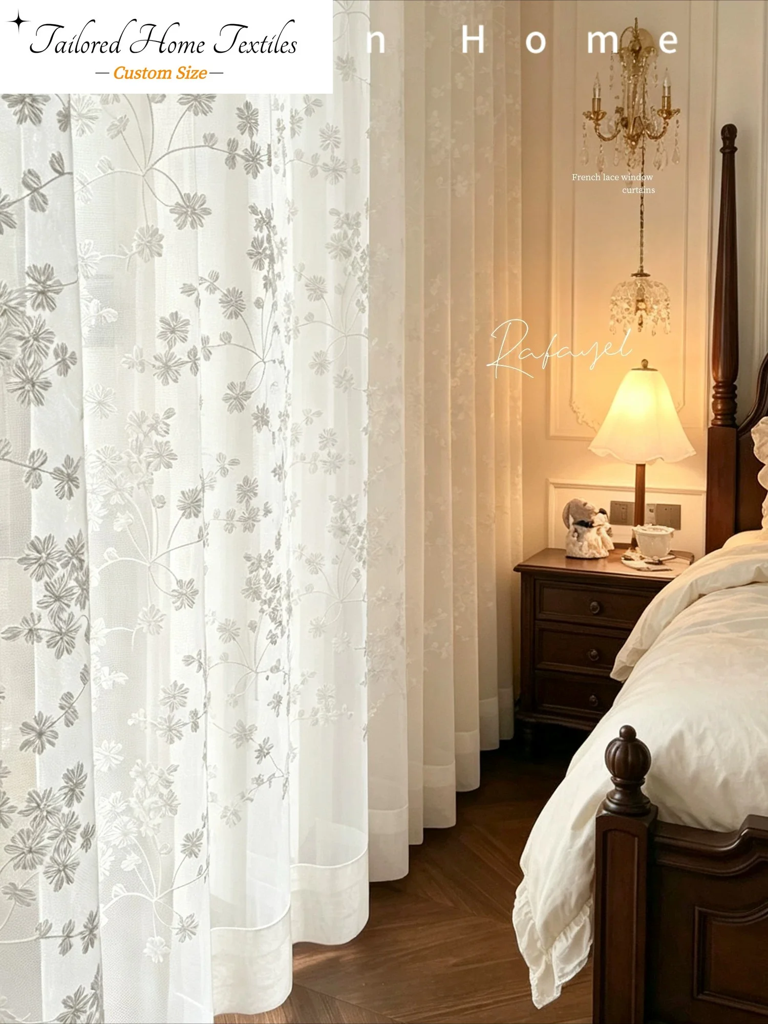 Custom Size French High-end Luxury Mid-century Retro Atmosphere Curtains for Living Dining Room Bedroom Window Decor Sheer