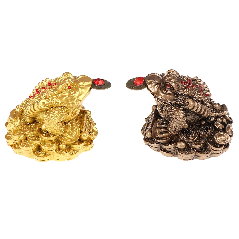 Feng Shui Toad Money LUCKY Fortune Wealth Chinese Golden Frog Toad Coin Home Office Decoration Lucky Gifts Tabletop Ornaments