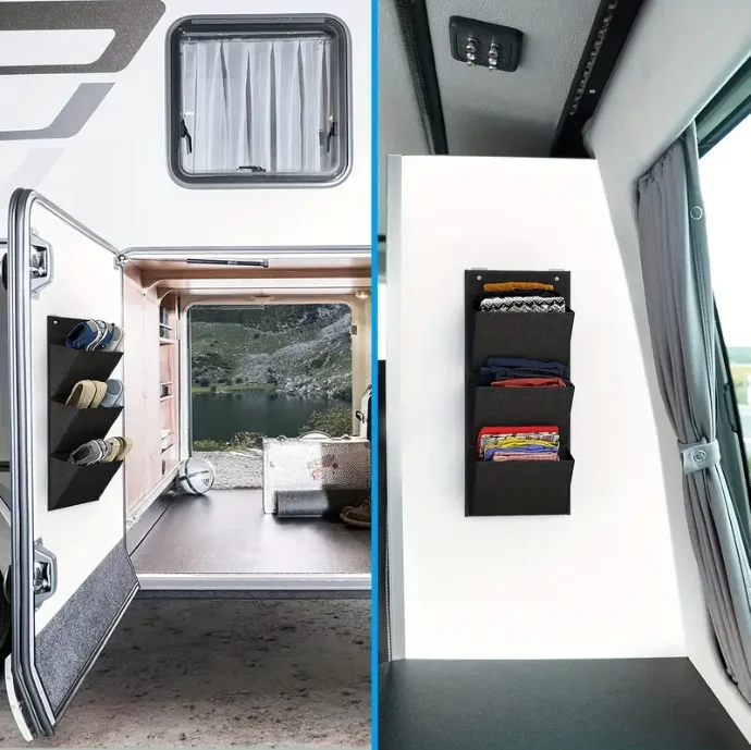 

3-Compartment RV Shoe Storage Hanging Bag Wall-Mounted Organizer With Multiple Pockets For RV Caravans Accessories Storage Rack