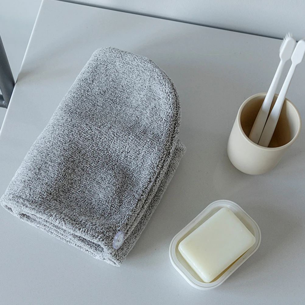 

2Pcs Antibacterial Bamboo Charcoal Fiber Hair Drying Caps Soft Lightweight Hair Towel Wraps for Bath Home Salon Frizz Reduction