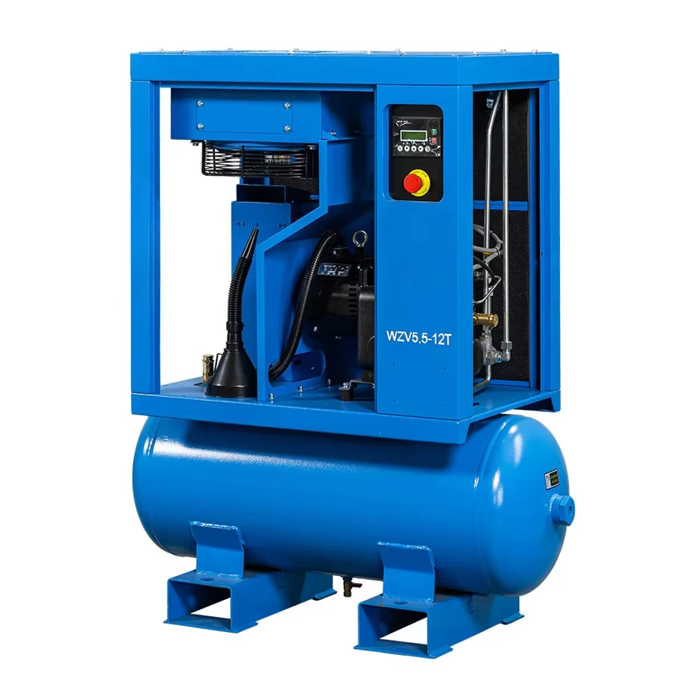 Integrated 110L Tank Single Phase 220V VSD Screw Air Compressor for Auto Repair Industry