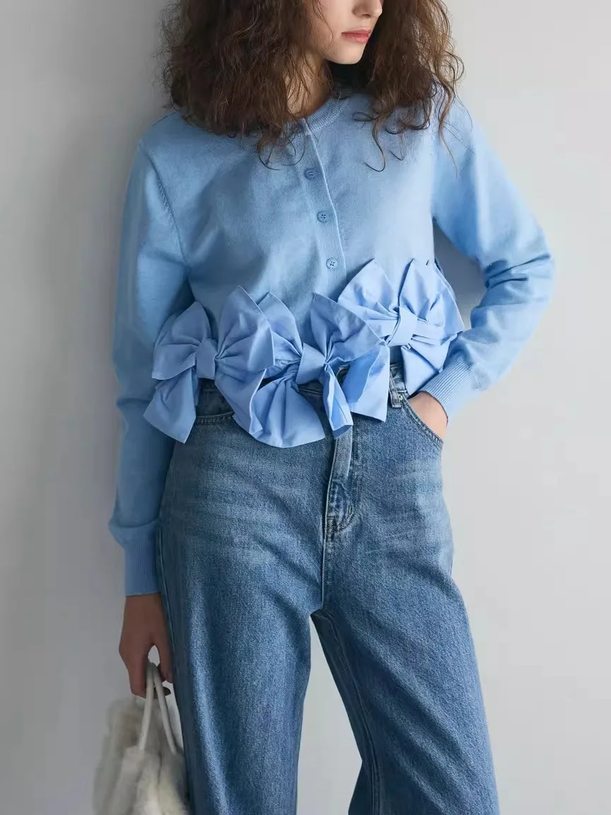 

Японский вязаный открытый кардиган с длинным светом и юбкой Me, женский комплект Faion Ensemble, дышащий дизайн с узлом