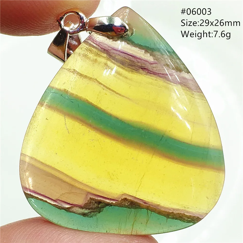 

Natural Green Yellow Fluorite Pendant Necklace Water Drop Colorful Fluorite Rainbow Jewelry Rare Woman Men AAAAA