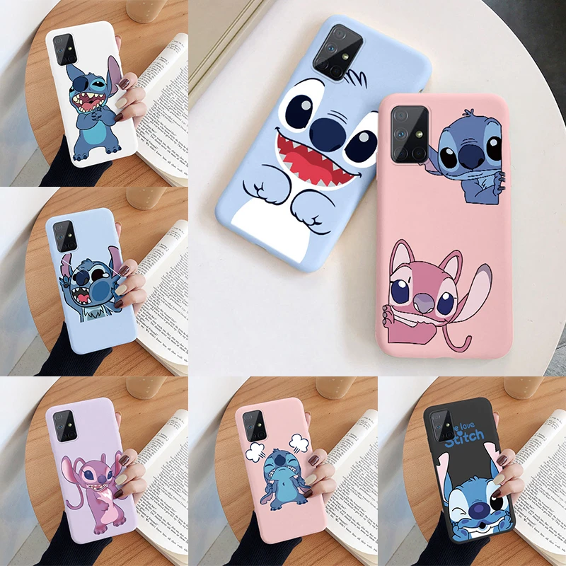 For Samsung Galaxy A51 A71 4G 5G Camera Protect Soft Cover Silicone Cute Cartoon Lilo Stitch Phone Case Funda For Samsung A 51