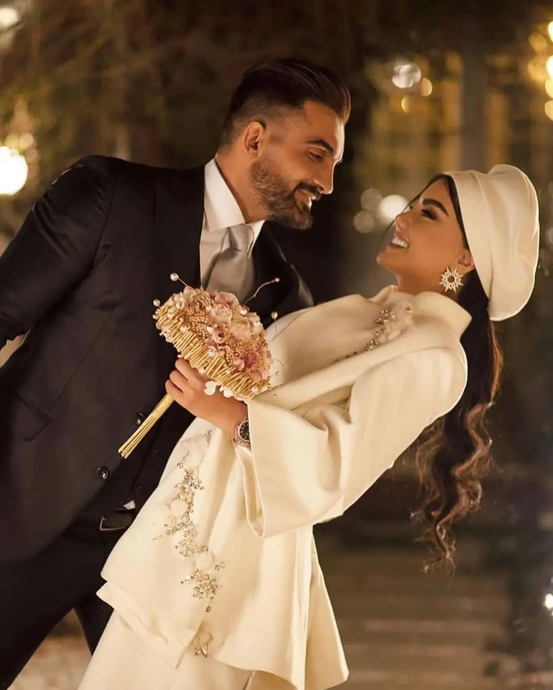 Muslim Crystal Beading Mermaid Wedding Dress 2 Pieces High Neck Long Sleeve Bridal Gowns Dresses Vestidos Pageant Gowns