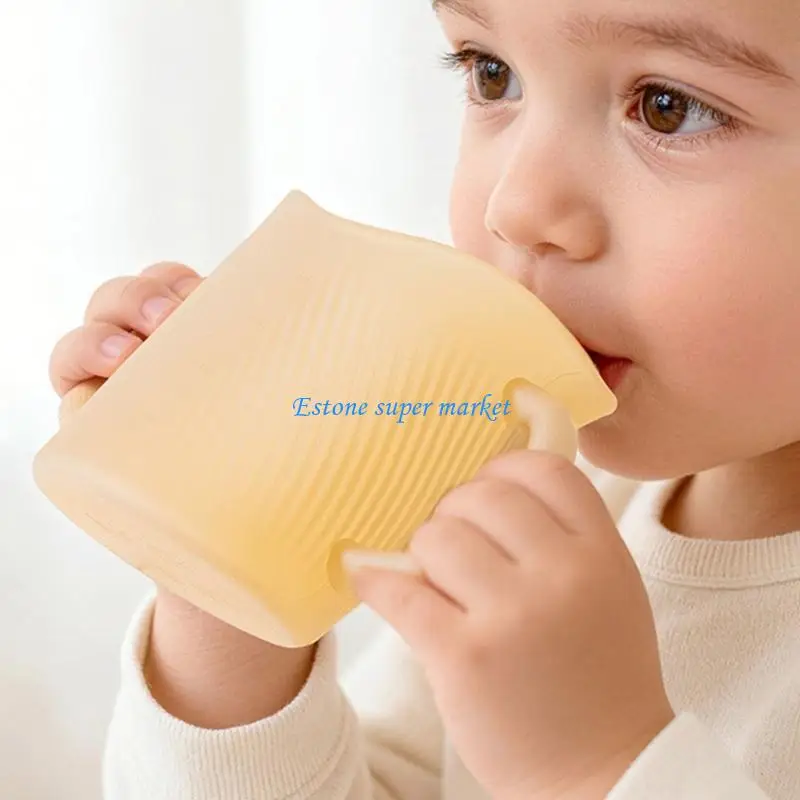 090B Soft Silicone Angled Cup For Babies Easy Drinking Learning With Slip Resist Base
