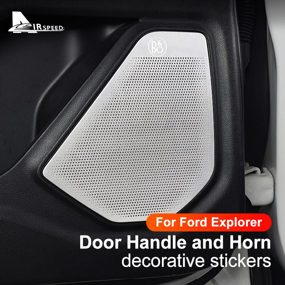 for Ford Explorer 2020 2021 2022 2023 Stainless Steel Door Handle Horn Trim Auto Accessories-Car Door Speaker Sticker Cover