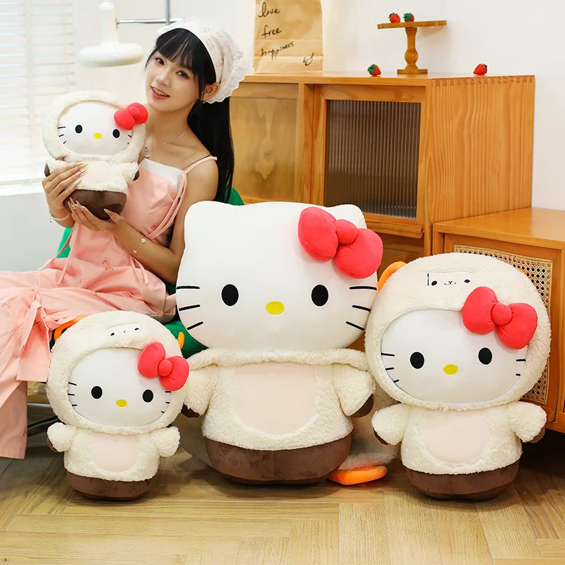 Sanrio groot formaat schattig transformeerbaar lam KT kat knuffel voor kinderen verjaardag kerstcadeau zacht slaapkussen knuffeldier pop