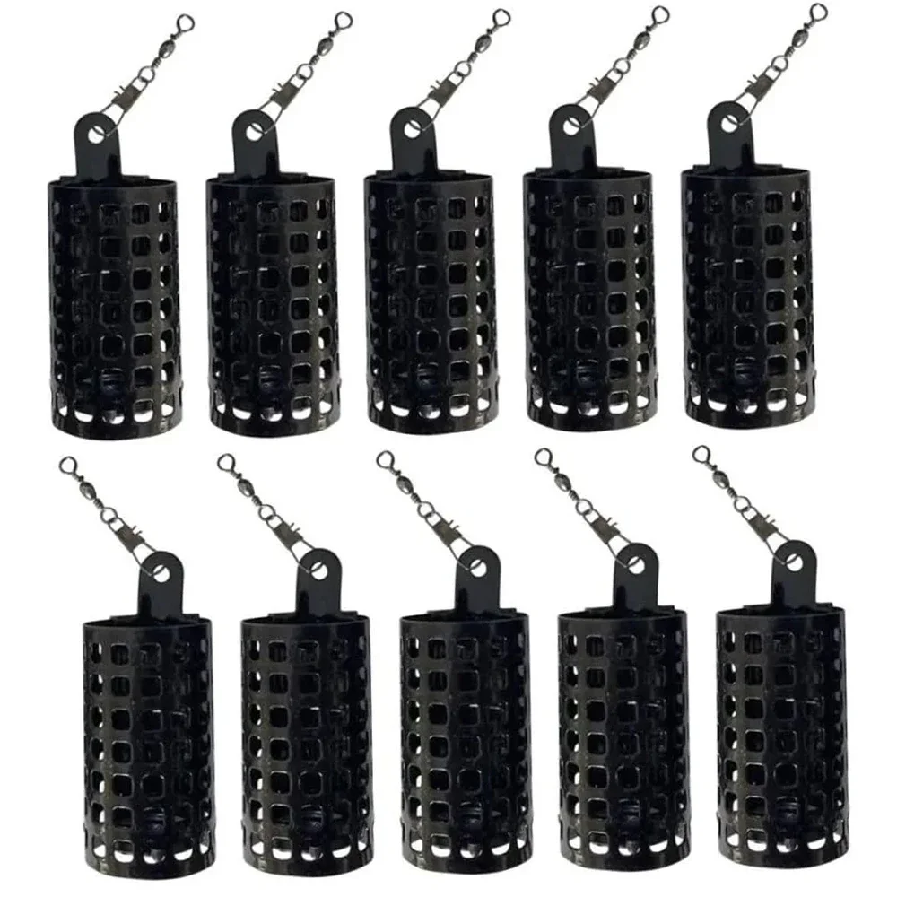 10PCS Fishing Tackle Feeder Cage Stainless Steel Lure Fishing Feeders Round Square Feeder Basket Cage Fishings Lure Cage