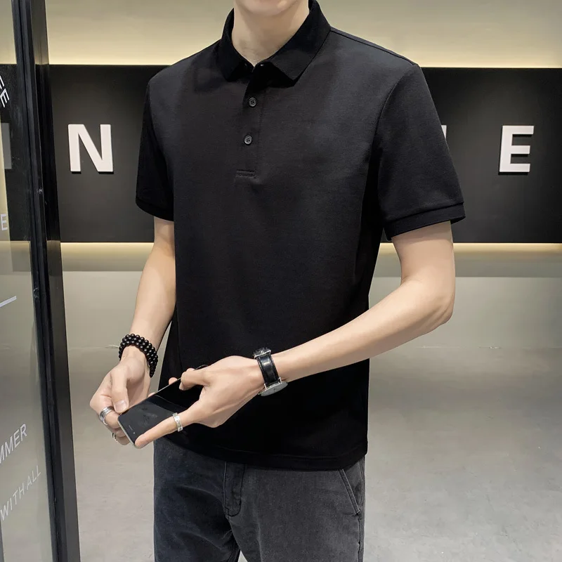 

Fashion Men's Half Sleeve Polo Collar Shirt Simple Design Lightweight Quick-Dry Stylish Outdoor Tee