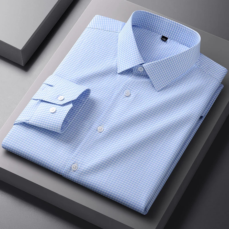 New in shirt hight quality plaid long sleeve shirts for men slim fit formal shirt soft office ModaL designer houndstooth clothes