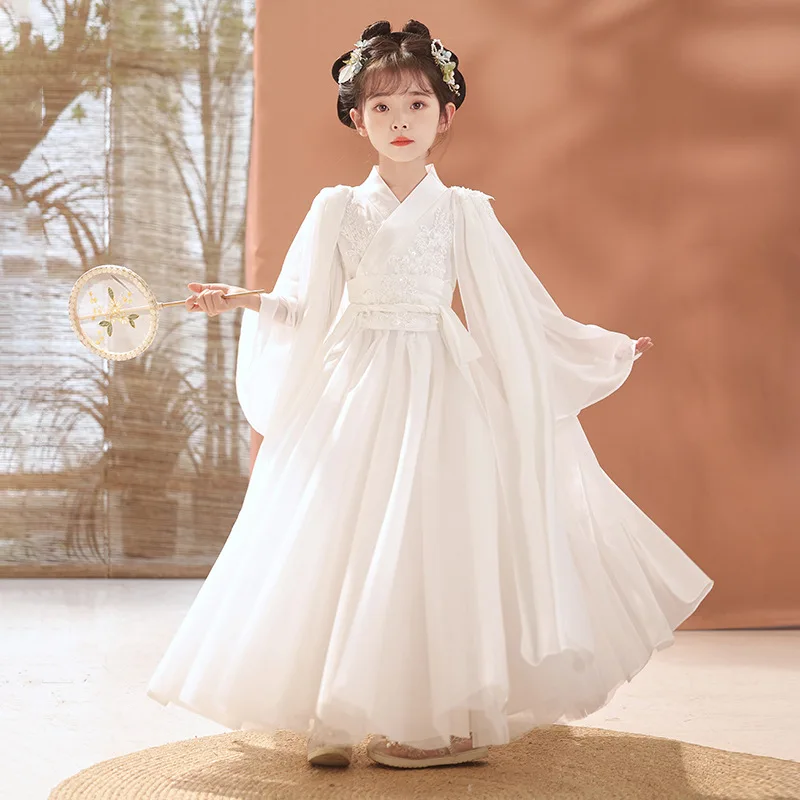 2024 New Hanfu Dress Children Gauze Skirt Princess Dresses Chinese Traditional Tang Dynasty Ancient Costume Performance Clothing