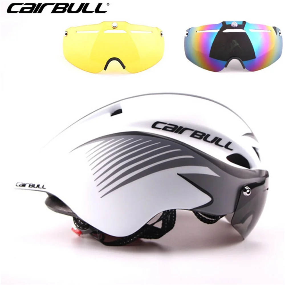 

NEW 3 lens 290g Aero TT Road Bicycle Helmet Goggles Racing Cycling Bike Sports Safety TT Helmet in-mold Road Bike Cycling Goggle