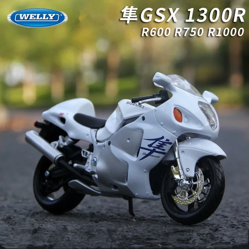 WELLY-Modelo De Motocicleta Diecasts Brinquedo De Metal, Suzuki Hayabusa GSX-1300R, Coleção De Motocicleta De Rua, Presente Infantil, 1:18