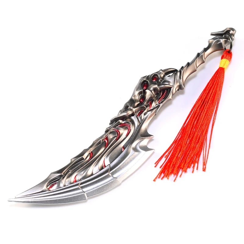 22 cm/8,66 pulgadas Valorant Flood Fury llama cuchillo de una sola mano juego periférico katana cuchillo artesanías de Metal adornos arma modelo niño juguete