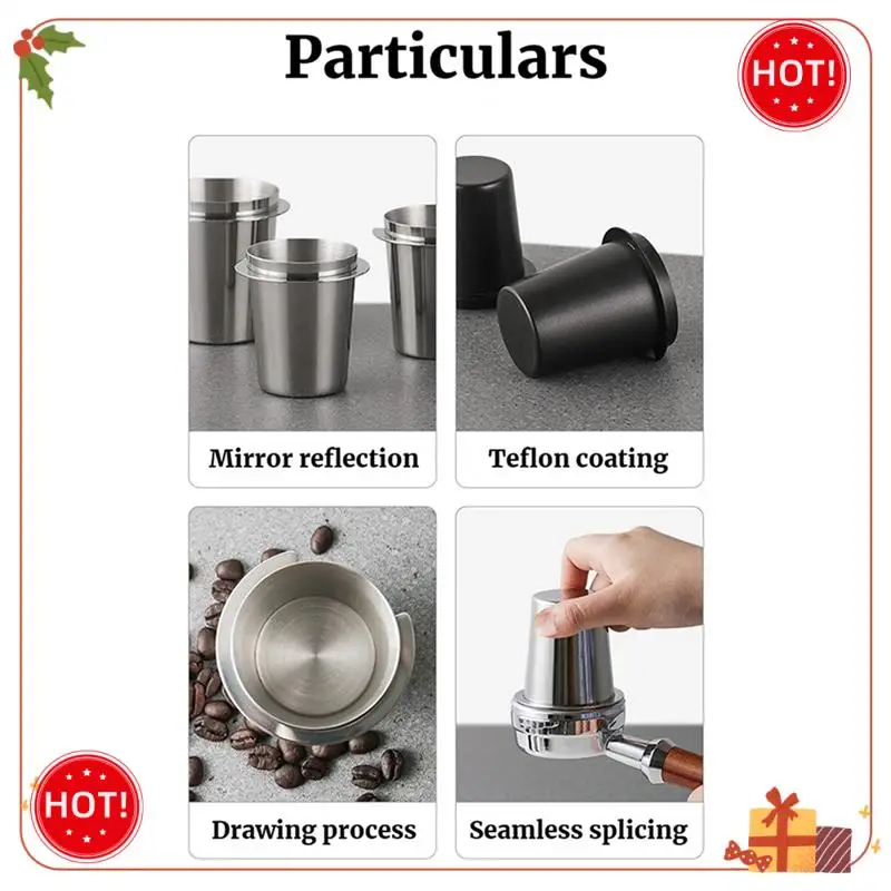 كوب جرعات القهوة ABLE-Silver 58 مم، كوب قهوة من الفولاذ المقاوم للصدأ، كوب نقل من الفولاذ المقاوم للصدأ، جامع مسحوق عالمي سهل الاستخدام