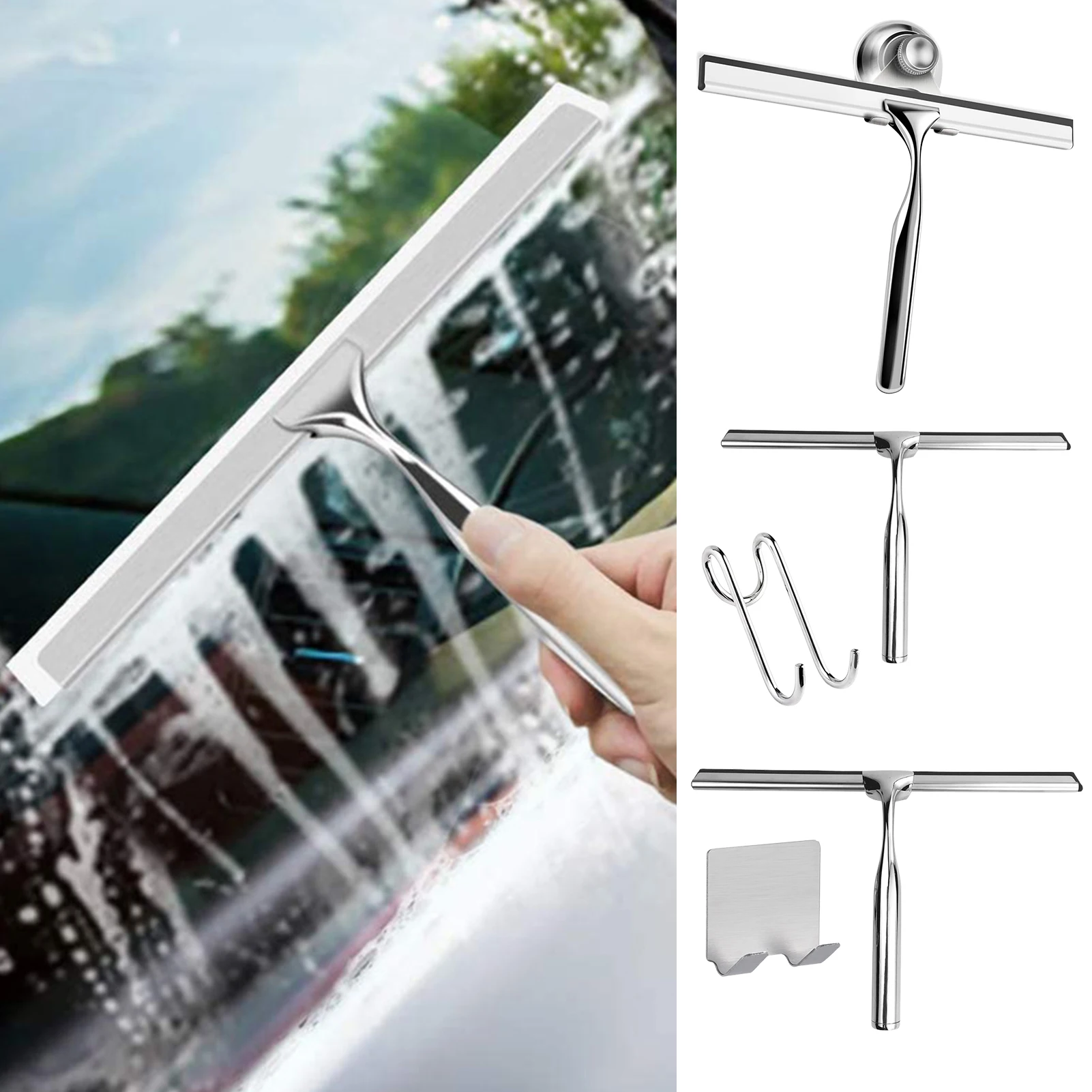 Household Cleaning Bathroom Mirror Cleaner With Hook Car Glass Shower Squeegee Window Glass Wiper Scraper  Cleaning Accessories