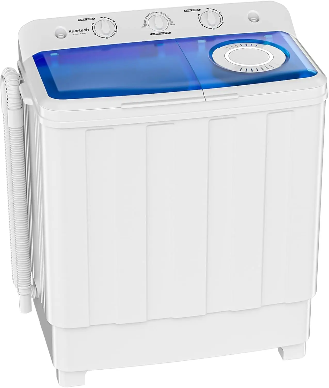 28lbs Twin Tub Washer Mini Compact Laundry Machine w/ Drain Pump, Semi-automatic 18lbs Washer 10lbs Spinner Combo for Dorms,