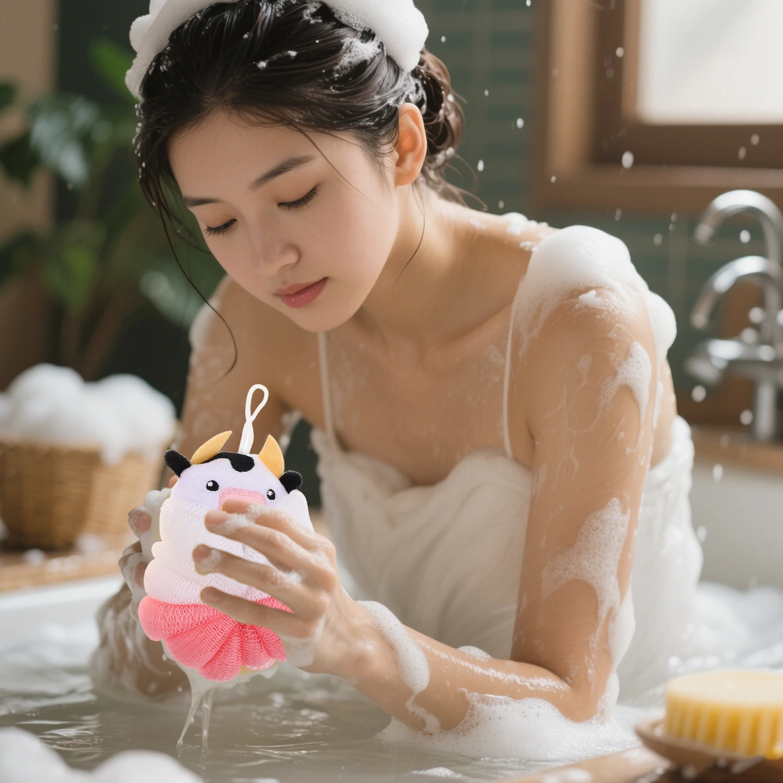 

2Pcs Animal Ball Loofah Kids Cartoon Sponges Large Size Shower Sponge Toddler Body Pouf Bath Scrubber Mesh Sponges Children Cute