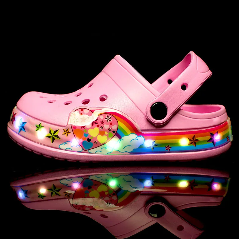 Led Light Shoes, Car Hole Children\'S Shoes Bathroom Children\'S Sandals New Beach Shoes Eva Cartoon Baby Shoes Birthday Gift