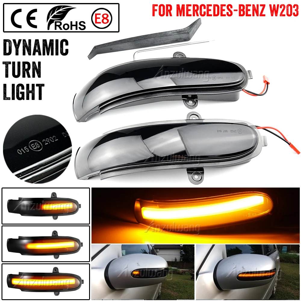 

2pcs Flashing Water Dynamic Blinker LED Turn Signal Side Mirror Light Fit For Mercedes Benc C T-Modell (S 203) (2000-2007.04)