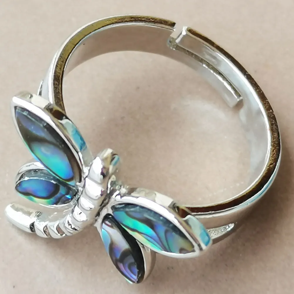 New Zealand Abalone Shell Dragonfly Dolphin  Ring  PWB102 - view 5