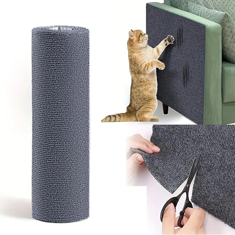 

100/200/300cm Cat Scratcher Sofa Protector Pad Board Protection Trimmable Self-adhesive Carpet Corner Wall DIY Cat Scratch Mat