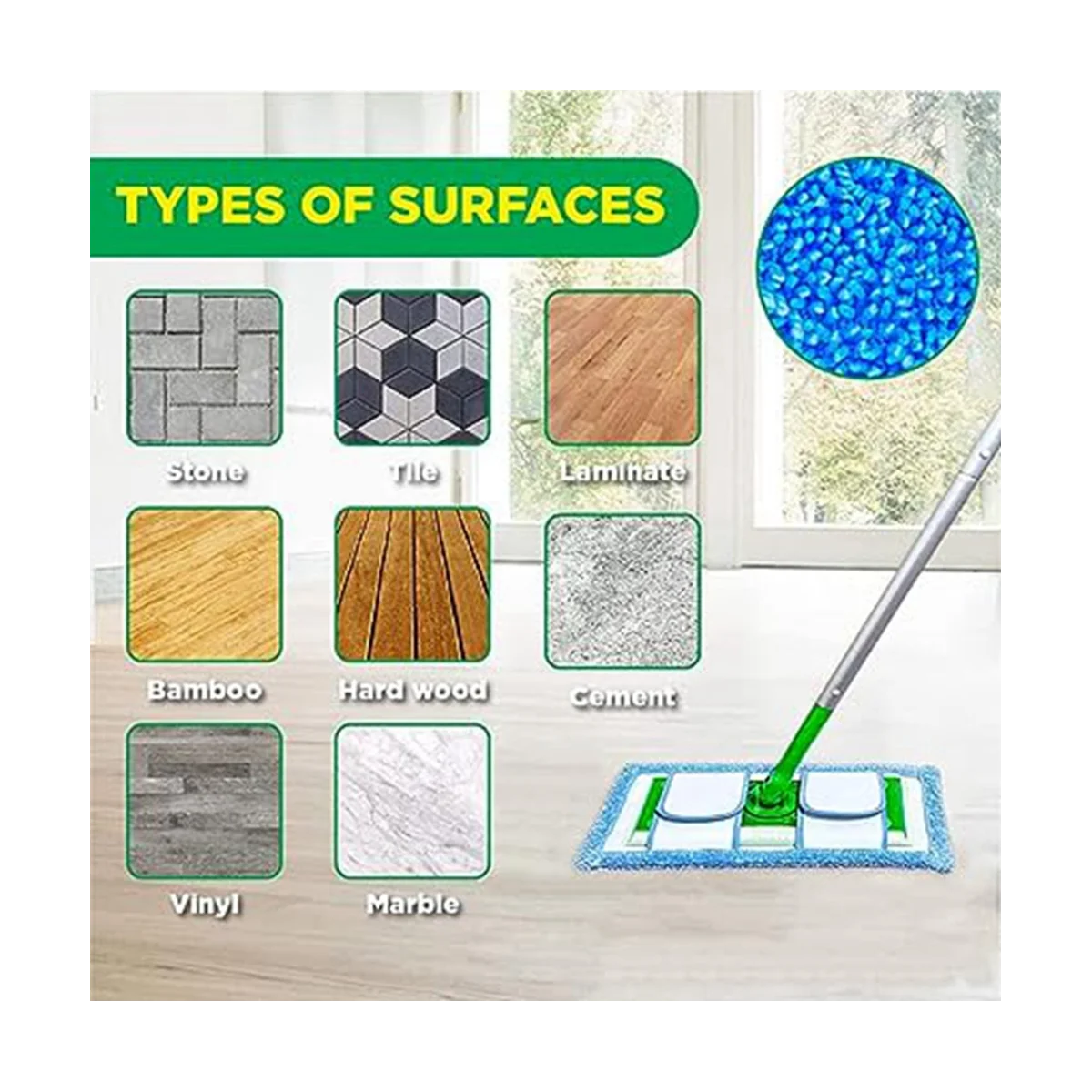 قطعة قماش بديلة للممسحة مناسبة لقماش بديل الممسحة الرطبة والجافة ذات الاستخدام المزدوج من نوع الحزام