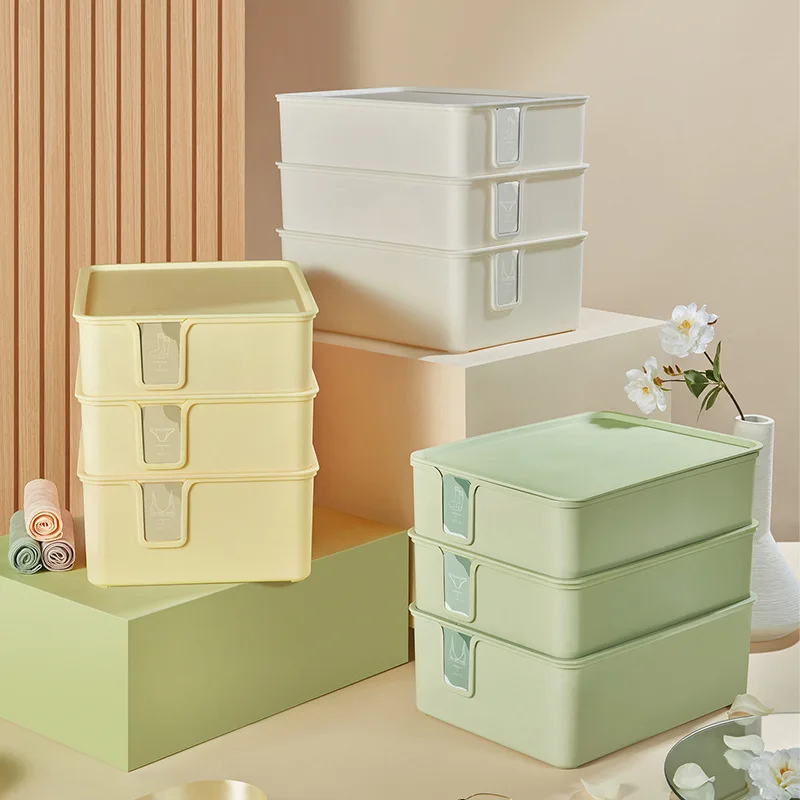 1/10/15 Grid Plastic Underwear Storage Box with Dust-Proof Lid Socks Bra Closet Drawer Organizer Container for Wardrobe Bedroom