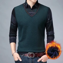 Heren Herfst Winter Trui Pullover Poloshirt Kraag Fleece Dikke Warme Top Kleding Business Casual Truien
