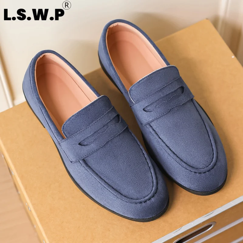 Men's Loafers British-Style Men's Suede Loafers, Easy to Maintain and Not Prone to Creasing, Slip-On Design, Low Heel, Stable Sole with Good Grip and Wear Resistance, Versatile Fit, Suitable for Business Trips and Casual Gatherings.