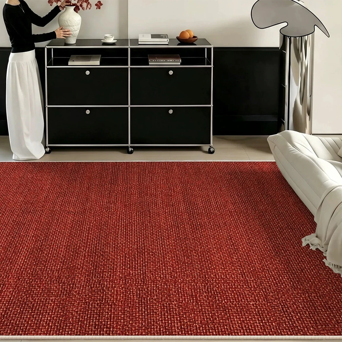 Red Simple Carpet Living Room Large Area Rug Home Decoration Cloakroom Lounge Office Bedroom Rugs Washable Mat Ковер В Гостиную
