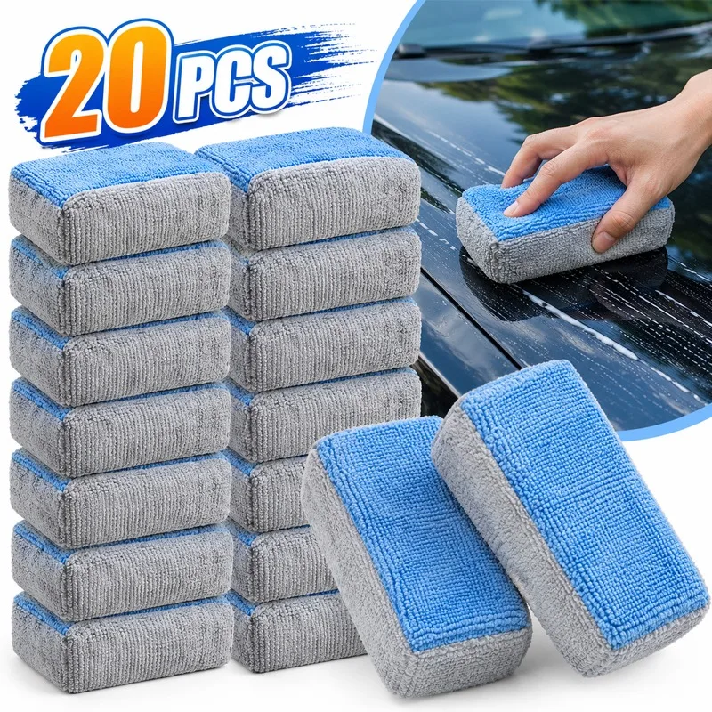 1-20Pcs Microfiber Wax Applicator Pad Car Detailing Sponge Soft Reusable Cleaning Pad Auto Paint Waxing Buffing Care Accessories