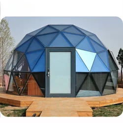 Custom Durable Outdoor Waterproof Round Luxury Resort Glamping Geodesic Hotel Steel Reflective Mirror Glass Dome Tent