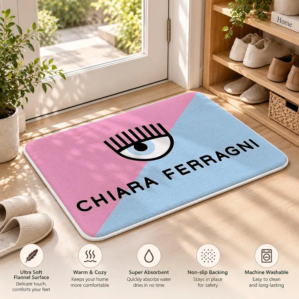 C-Chiara Ferragni PINK Floor Mat Flannel Rug Soft Non Slip Washable Door Mat For Bathroom Bedroom Kitchen Home Decor