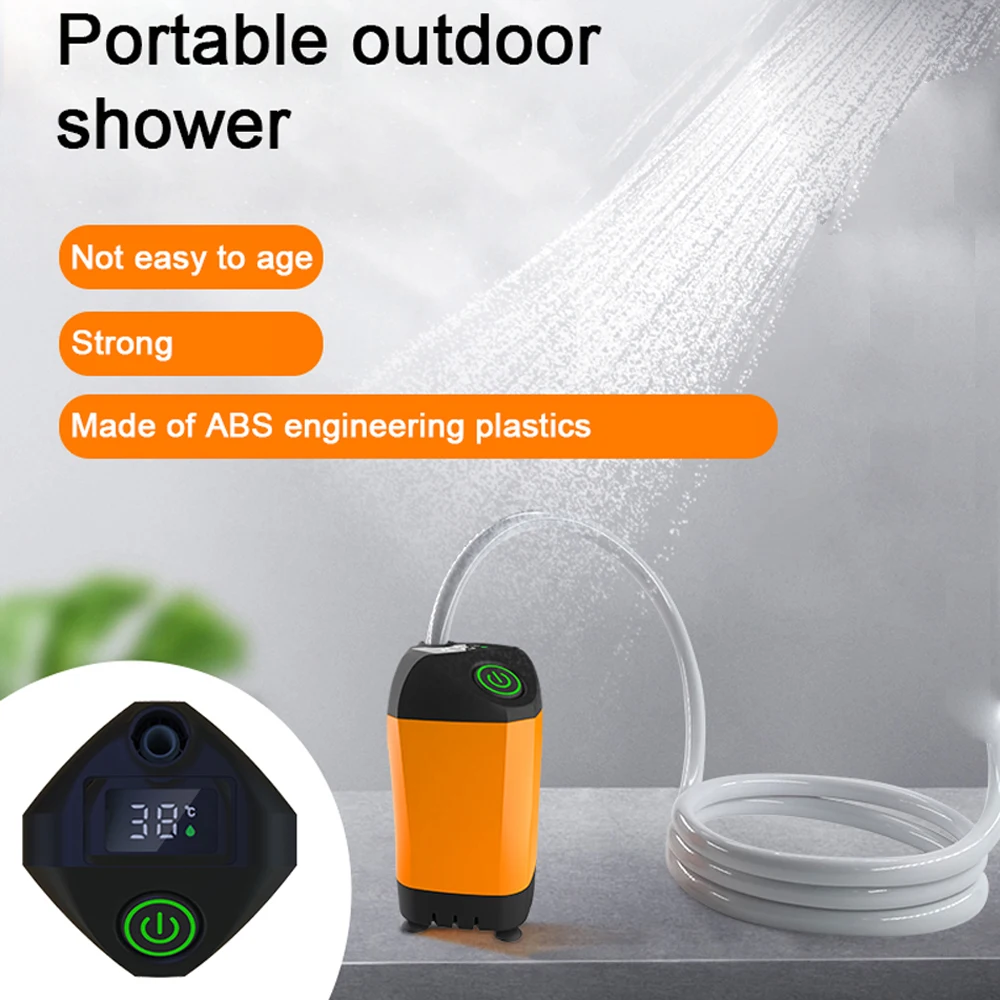 Outdoor Camping Shower Portable Electric Shower Pump IPX7 Waterproof & Digital Display for Camping Equipment Hiking Travel Beach