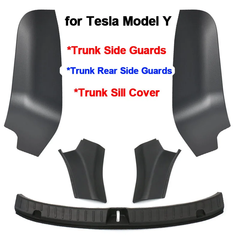 Trunk Side Guards for Tesla Model Y 2023 Accessories TPE Protective Trunk Sill Bar Cover Fluff Surface Corner Anti-kick Shell