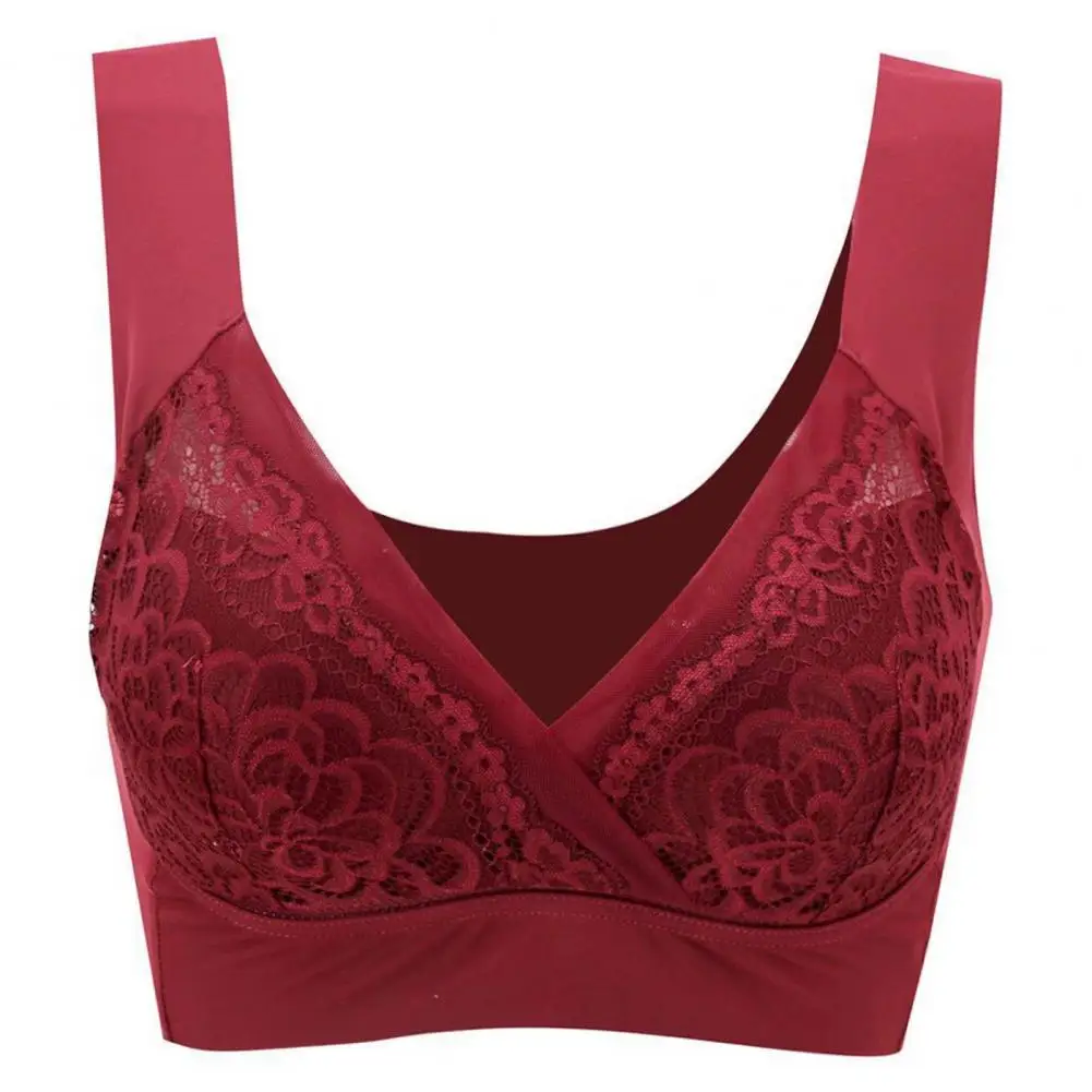 Women Underwear Quick-drying Lace Underwear Comfortable Shockproof Push-up Lace Bra with Floral Embroidery Elastic for Women