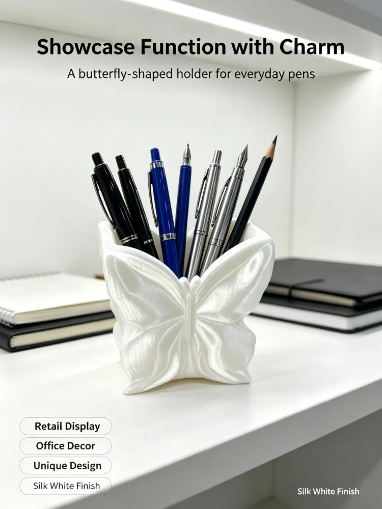 Desktop Butterfly Stationery Organizer 3D Printed Creative Pla Material Pen Holder Silk White Cute Butterfly-Shaped Pencil Holder Home Office Desk Pen Organizer School Conference Room Universal Pen Cup Desktop Tidy Organizer Lightweight Large-Capacity Pen Holder Decorative Stationery Storage Rack Home Study Desk Accessories Teacher's Desktop Decoration Piece Atmosphere-Enhancing Office Supplies Desktop Organizer Creative Irregular-Shaped Desktop Storage Box