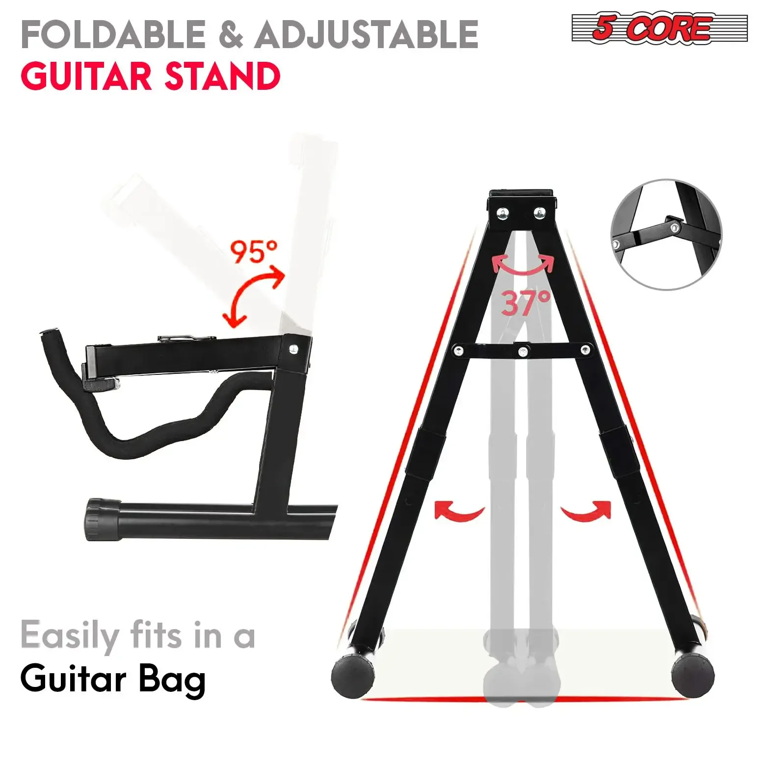 Guitar Stand A Frame Shape w Soft Foam Arm Non Slip Rubber for Acoustic Electric Bass Ukulele