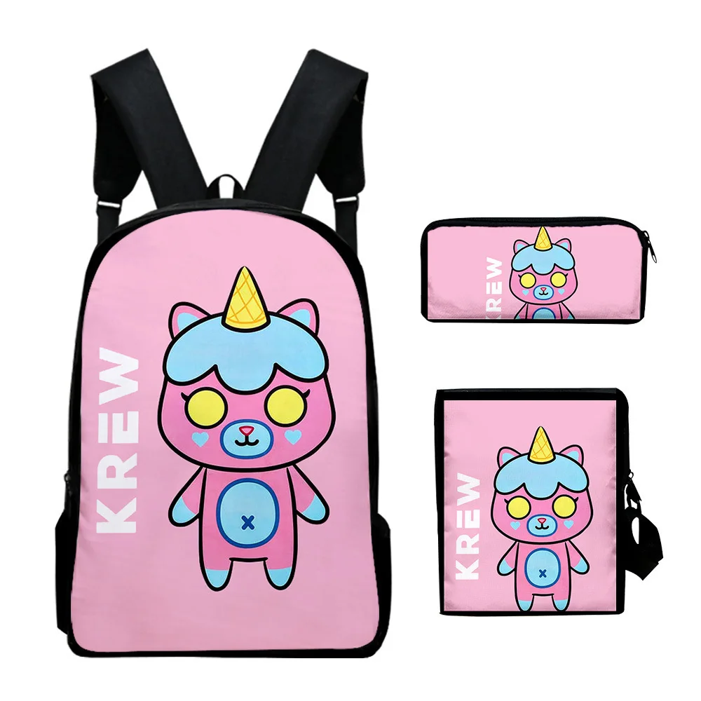 Trendy Popular Novelty ItsFunneh 3D Print 3pcs/Set pupil School Bags Laptop Daypack Backpack Inclined shoulder bag Pencil Case