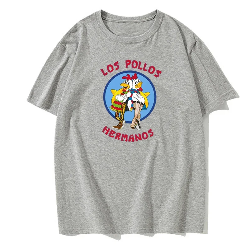 LOS POLLOS Hermanos Funny Printed T-Shirt Men Fashion Casual Short Sleeves Summer Cotton Breathable Tshirt Chicken Brothers Tee