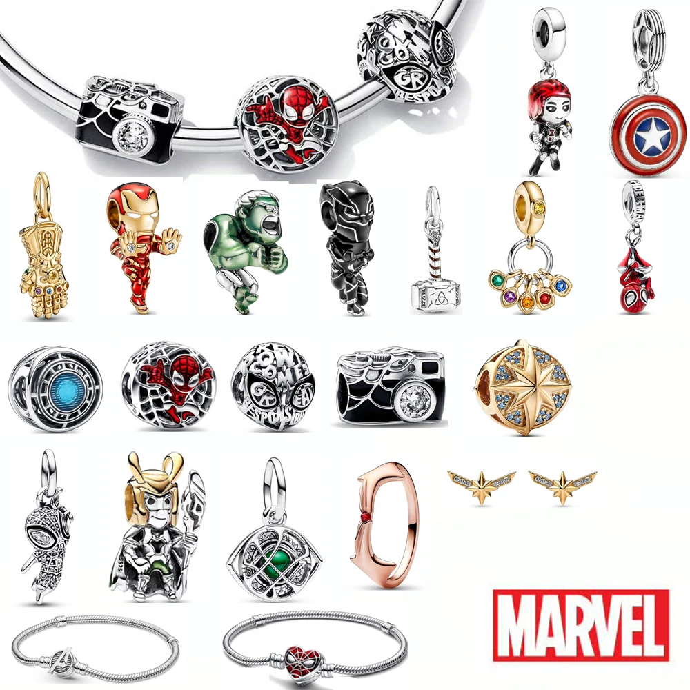 Disney-Breloque Spider-Man Originale en Argent Sterling 925 pour Femme, Perles Marvel pour Bracelets Pandora, Pendentif DIY, Bijoux de Direction